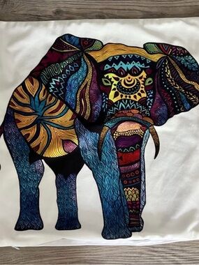 3 Colorful Boho Elephant Print Pillow Covers - Vibrant Multicolor